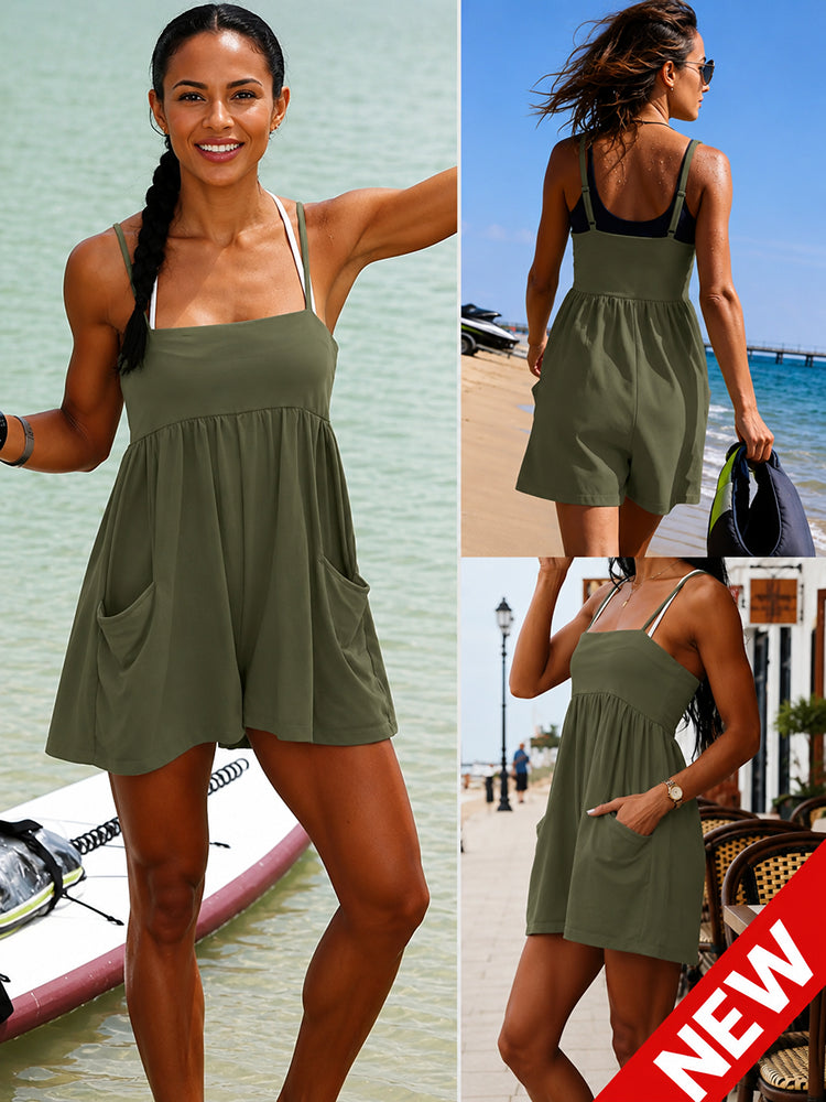 Square Casual Cami Off Shoulder Loose Sports Jumpsuit