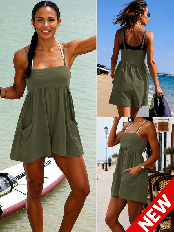 Square Casual Cami Off Shoulder Loose Sports Jumpsuit