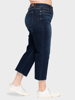 Judy Blue High Waist Raw Hem Denim Shorts - PLUS