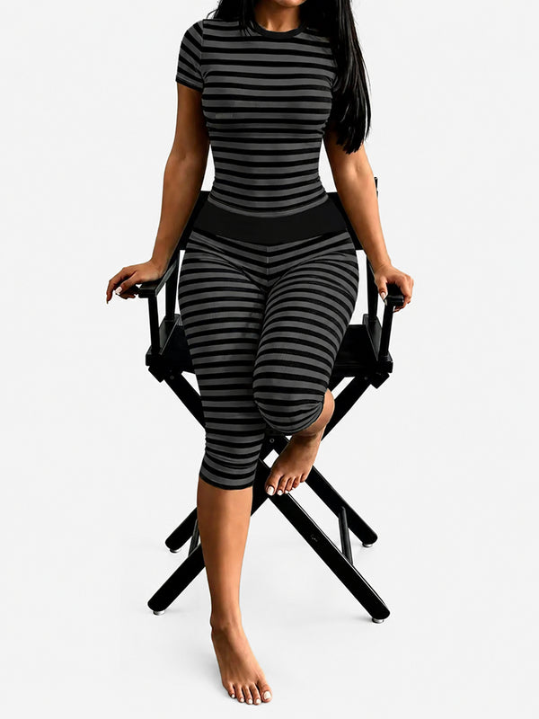 Women’s Chic & Versatile Striped Casual Two-Piece Set
