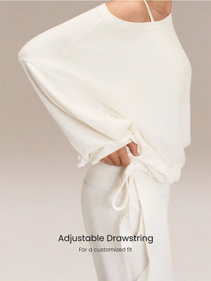 Ultra-Soft One-Shoulder Drawstring Pullover