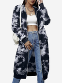 Women's Cozy Long Fleece Hoodie Zip Up Knee Length Tunic Jacket