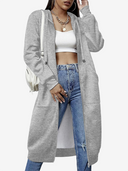 Women's Cozy Long Fleece Hoodie Zip Up Knee Length Tunic Jacket