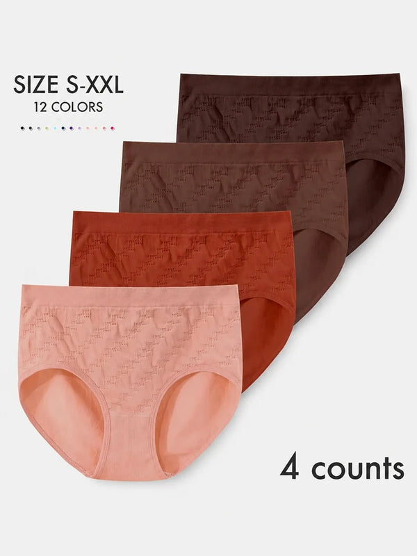 Women’s Seamless Cotton Briefs Multi-Pack – Breathable Mid-Waist Cheeky Panties, Soft Minimalist Everyday Underwear (4–12Pack Options)