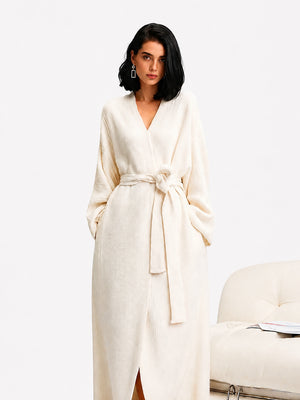 Women's Cozy Long Plush Fleece Robe with Pockets