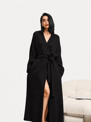 Women's Cozy Long Plush Fleece Robe with Pockets
