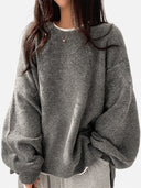 Oversized Drop Shoulder Split Hem Sweater