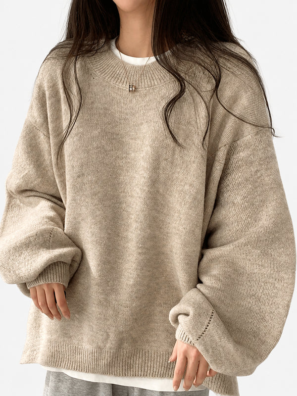 Oversized Drop Shoulder Split Hem Sweater