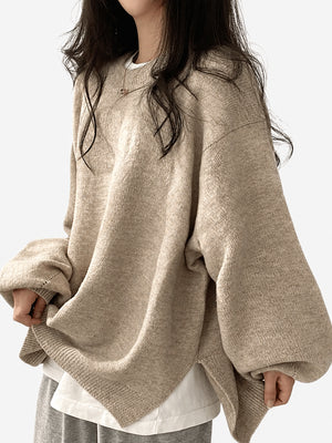 Oversized Drop Shoulder Split Hem Sweater