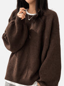 Oversized Drop Shoulder Split Hem Sweater