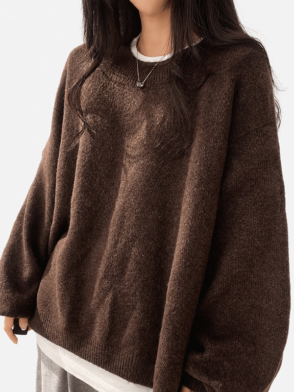 Oversized Drop Shoulder Split Hem Sweater
