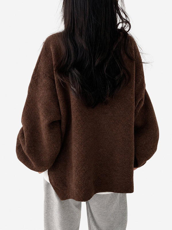 Oversized Drop Shoulder Split Hem Sweater