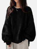 Oversized Drop Shoulder Split Hem Sweater