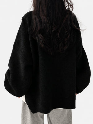 Oversized Drop Shoulder Split Hem Sweater