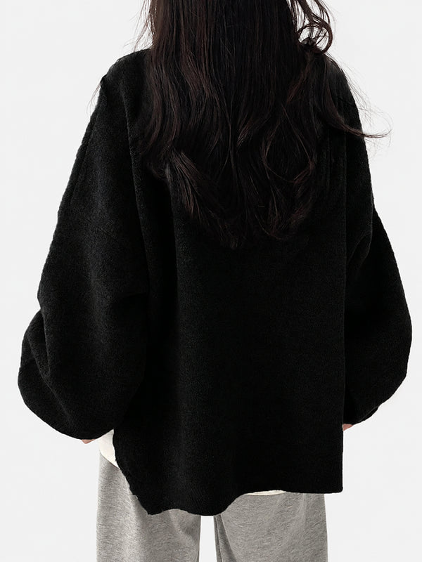 Oversized Drop Shoulder Split Hem Sweater