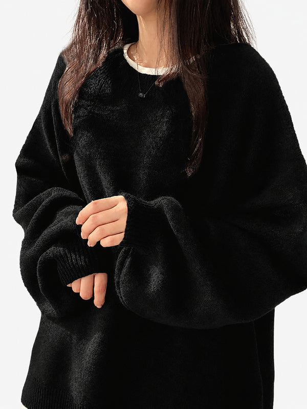Oversized Drop Shoulder Split Hem Sweater