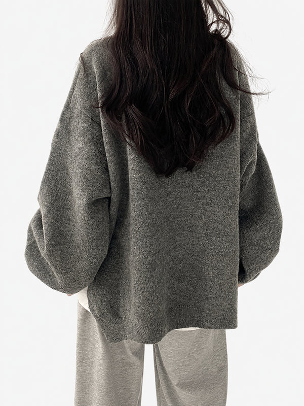 Oversized Drop Shoulder Split Hem Sweater