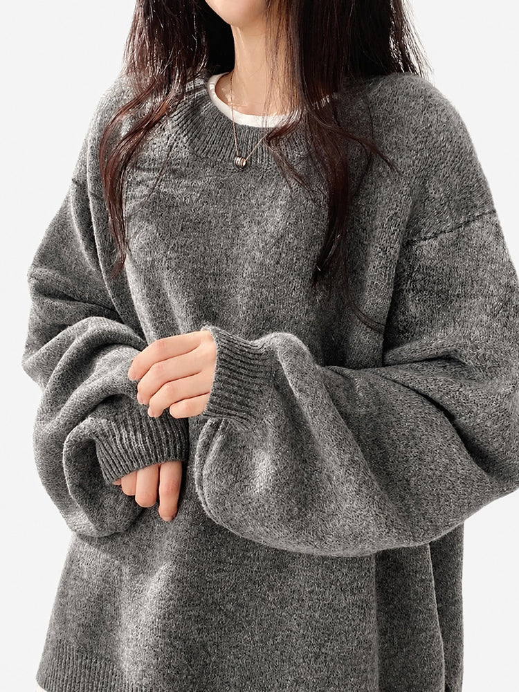 Oversized Drop Shoulder Split Hem Sweater