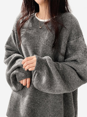 Oversized Drop Shoulder Split Hem Sweater