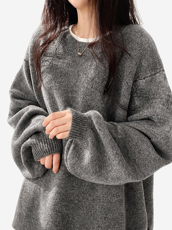 Oversized Drop Shoulder Split Hem Sweater