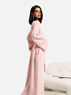 Women's Cozy Long Plush Fleece Robe with Pockets