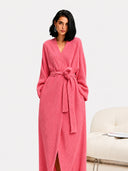 Women's Cozy Long Plush Fleece Robe with Pockets