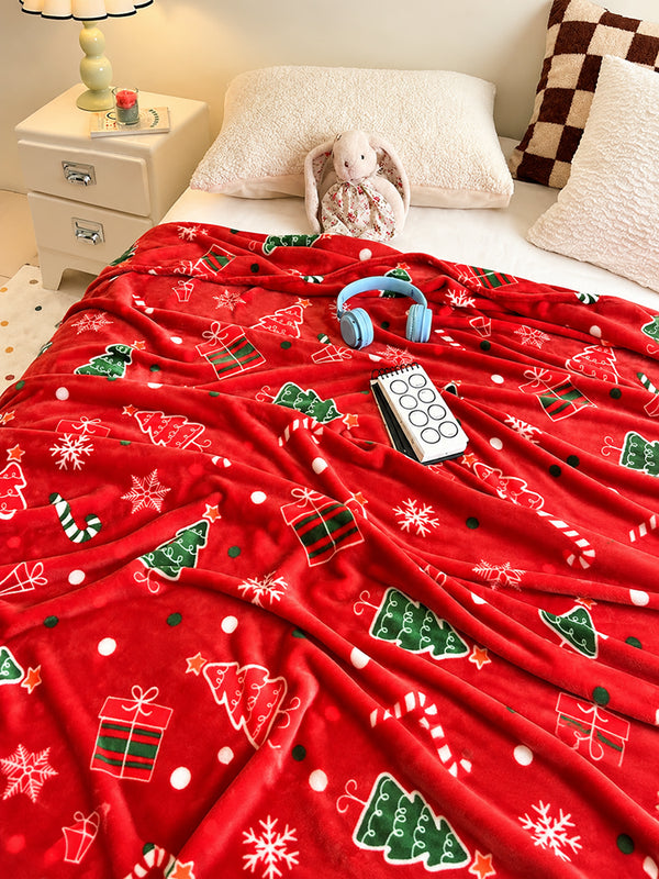 Christmas Flannel Fleece Blanket Soft Cozy Holiday Throw