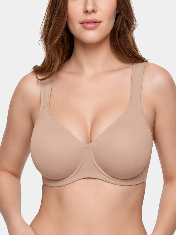 Plus Size Cooling Full-Coverage Unlined Underwire Minimizer Bra
