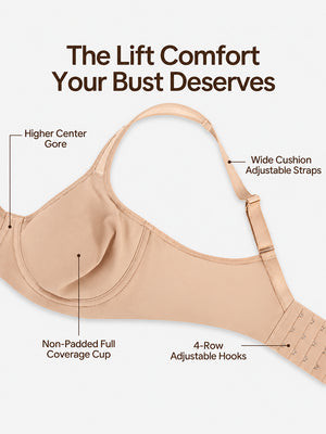 Plus Size Cooling Full-Coverage Unlined Underwire Minimizer Bra