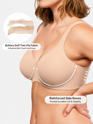 Plus Size Cooling Full-Coverage Unlined Underwire Minimizer Bra