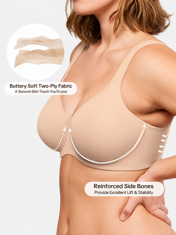 Plus Size Cooling Full-Coverage Unlined Underwire Minimizer Bra