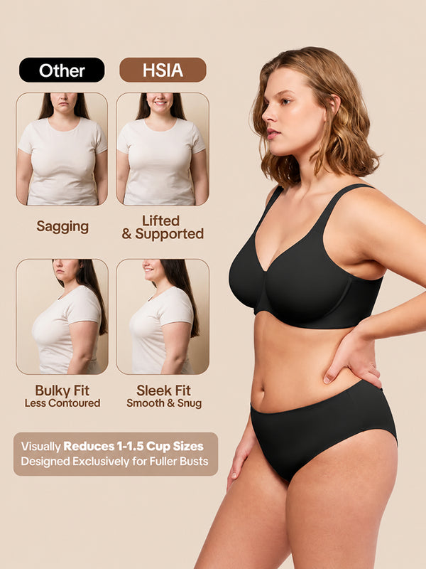 Plus Size Cooling Full-Coverage Unlined Underwire Minimizer Bra