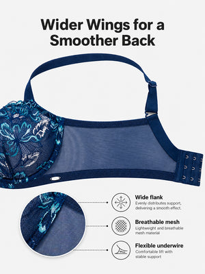Floral Lace Side-Smoothing Support Bra