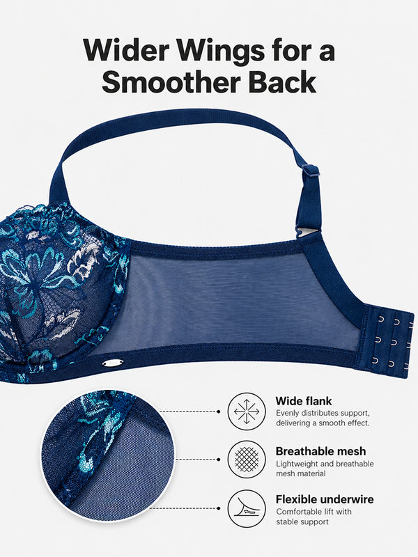 Floral Lace Side-Smoothing Support Bra