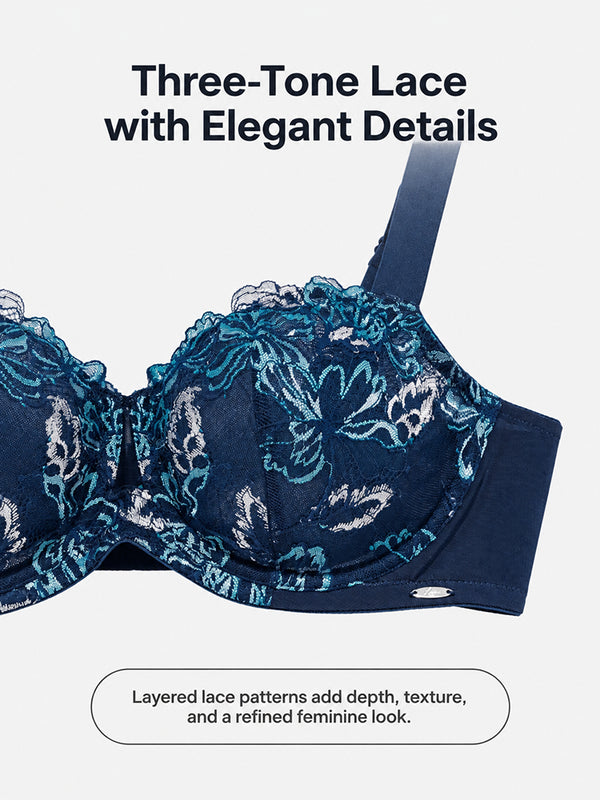 Floral Lace Side-Smoothing Support Bra