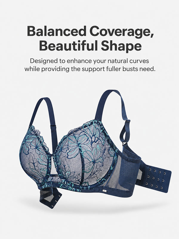 Floral Lace Side-Smoothing Support Bra