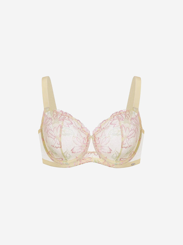 Floral Lace Side-Smoothing Support Bra