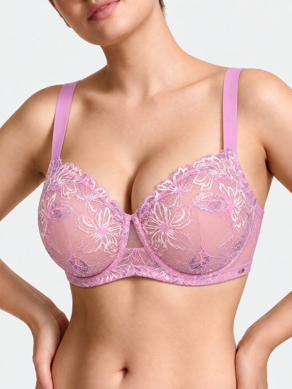 Floral Lace Side-Smoothing Support Bra