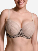 Women's Plus Size Love Leopard Lace Bra Full Coverage Unlined Underwire Heart Pattern