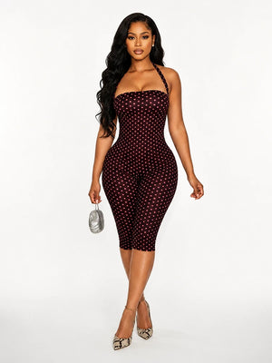 Vintage Polka Dot Halter Jumpsuit – Flattering Slim Fit