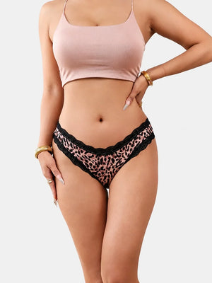 7-Pack Leopard Lace Thong Panties for Women – Sexy Low Rise Breathable Underwear with Romantic Bow Detail, Soft Stretch Everyday Comfort