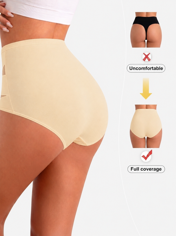 4-Pack High Waist Mesh Thong