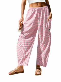 Gingham Wide Leg Pants – Casual Loose Fit