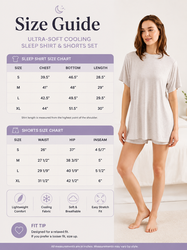 Ultra-Soft Cooling Sleep Shirt & Shorts Set