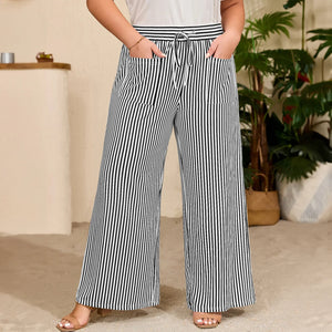 Striped High-Waist Wide Leg Pants