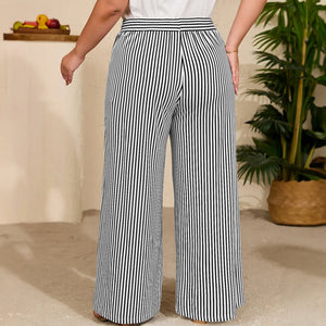 Striped High-Waist Wide Leg Pants