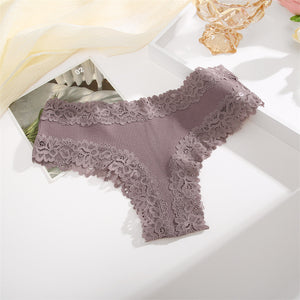 5 Pack Women’s Cute Cotton Underwear – High Waist Seamless Bikini Briefs with Lace Trim