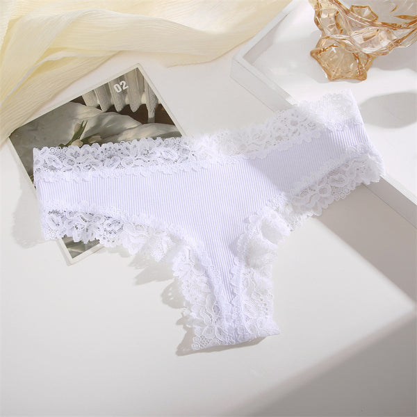 5 Pack Women’s Cute Cotton Underwear – High Waist Seamless Bikini Briefs with Lace Trim