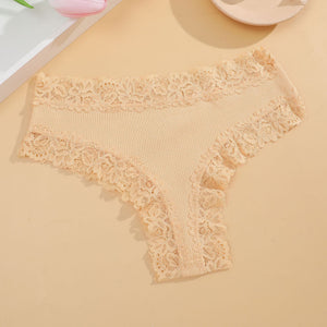 5 Pack Women’s Cute Cotton Underwear – High Waist Seamless Bikini Briefs with Lace Trim