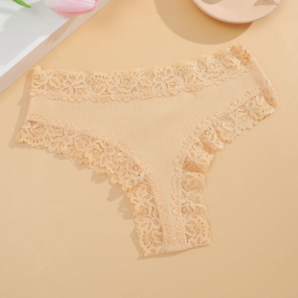 5 Pack Women’s Cute Cotton Underwear – High Waist Seamless Bikini Briefs with Lace Trim